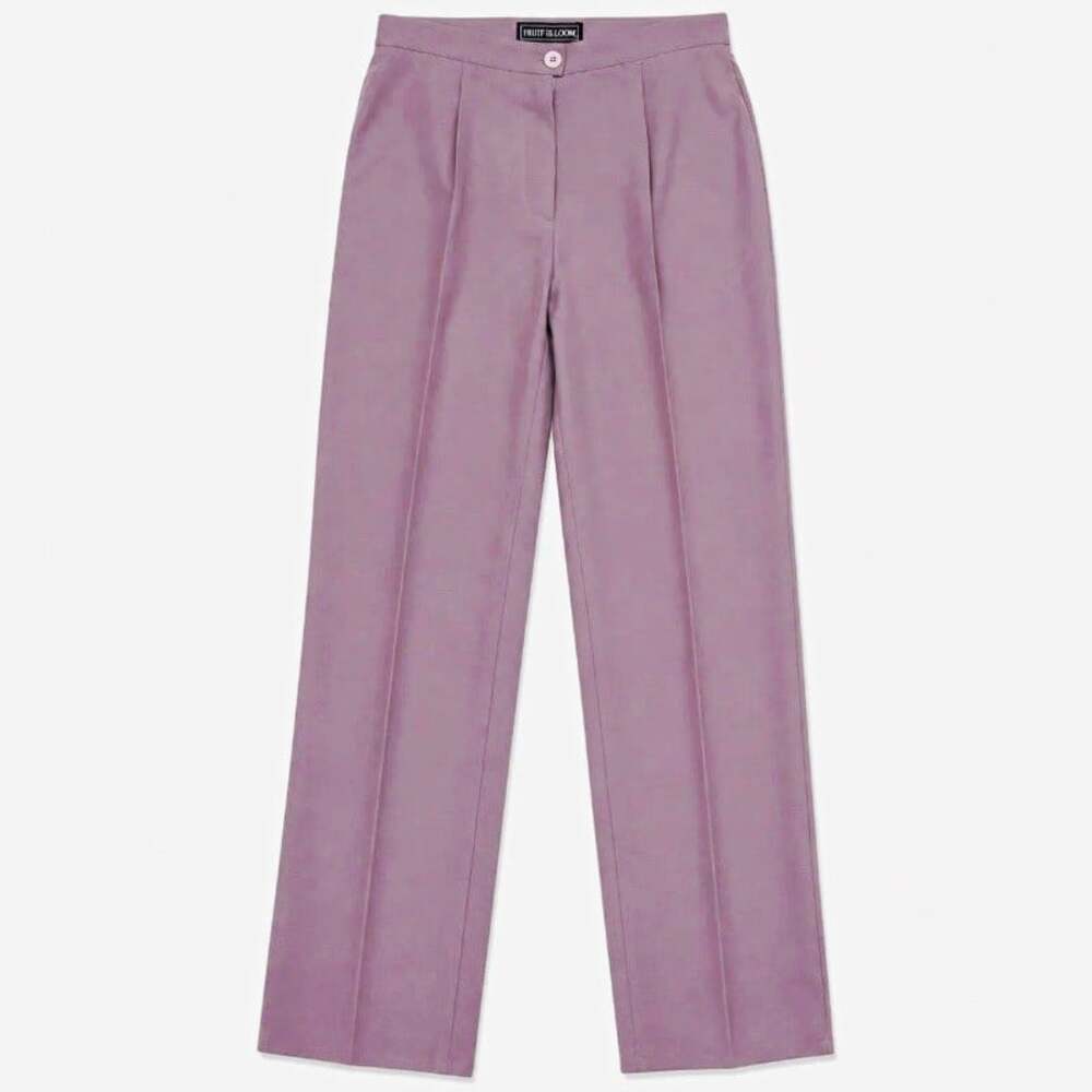 Vtg 80s Fruit of the Loom Tailored Wide Leg Pants Lavender Purple Made In USA M